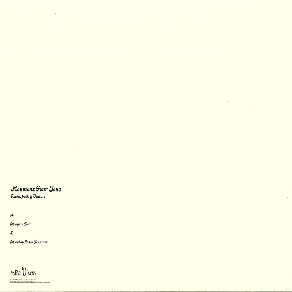 Unouzbeck & Venturi - Houmous Pour Tous - 12" - Image 2