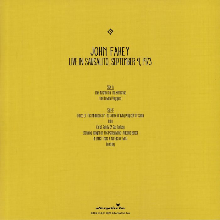John Fahey - Live In Sausalito, September 9, 1973 - LP - Image 2