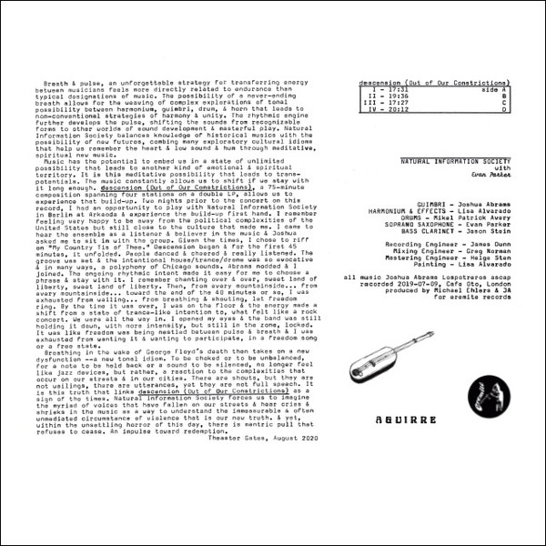 Natural Information Society With Evan Parker - Descension (Out Of Our Constrictions) - 2LP - Image 2
