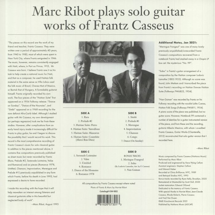 Marc Ribot - Marc Ribot Plays Solo Guitar Works Of Frantz Casseus - 2LP - Image 2